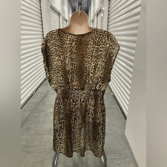 🛍️Studio Y Chiffon Mini Dress Leopard Print size XL - Picture 2 of 3